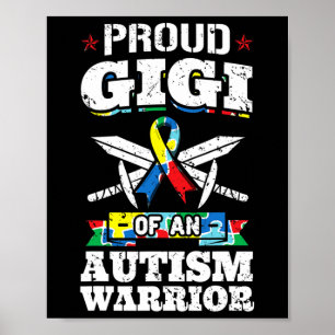 Proud Gigi Of An Autism Warrior Awareness Ribbon G Poster