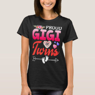 Proud Gigi Of Twins Floral Grandma Happy Mother's  T-Shirt