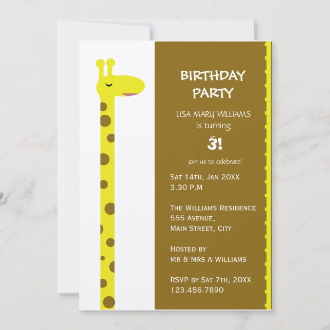 Proud Giraffe Invitation (Front)