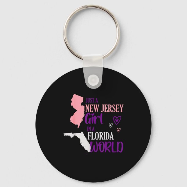 Proud Girl Design Just A New Jersey Girl In A Flor Key Ring (Front)