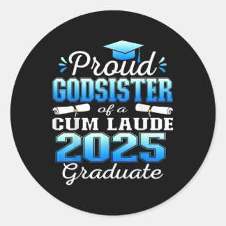 Proud Godsister Of 2025 Cum Laude Graduate Cl Of 2 Classic Round Sticker