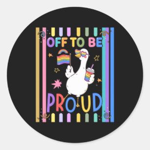 Proud Goose Rainbow Flag Fun Celebration Classic Round Sticker