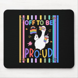 Proud Goose Rainbow Flag Fun Celebration Mouse Mat