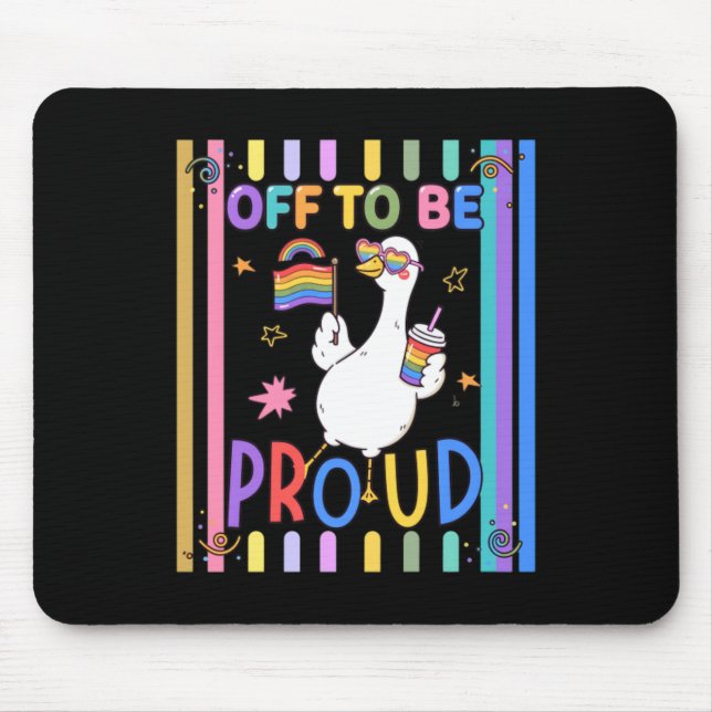 Proud Goose Rainbow Flag Fun Celebration Mouse Mat (Front)