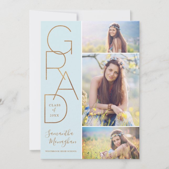 Proud Grad | Graduation Announcement | Blue (Front)