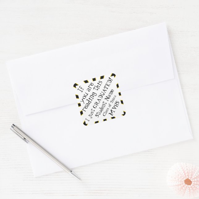 Proud Grad Graduation Square Sticker (Envelope)