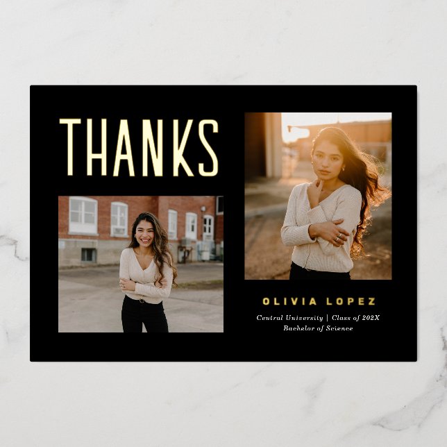 Proud Grad Graduation Thank You Photo Card (Front)