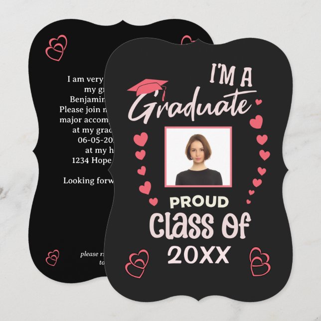 Proud Graduate Photo Graduation Party Fun  Invitation (Front/Back)