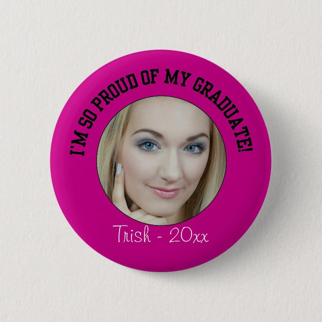 Proud Graduation Button - Pink (Front)