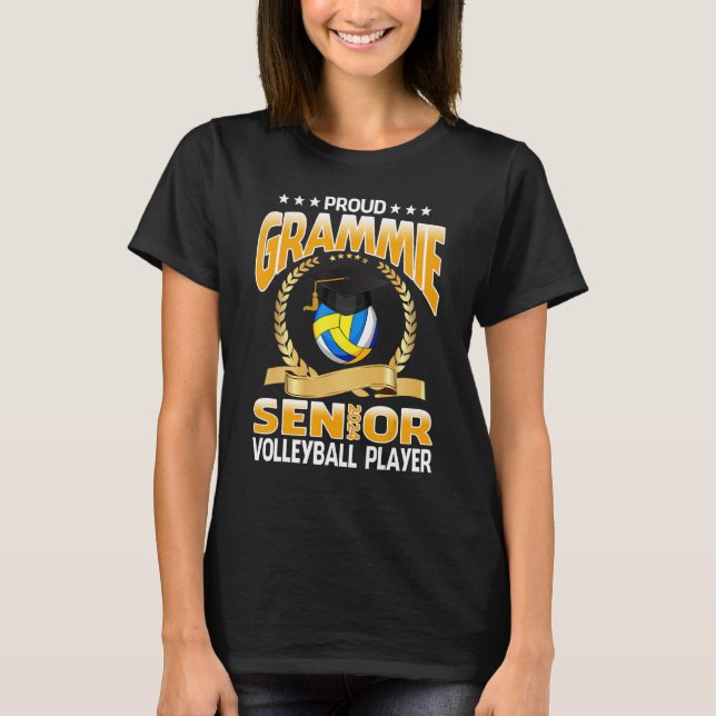 Proud Grammie Senior 2024 Volleyball Player Gradua T-Shirt (Front)