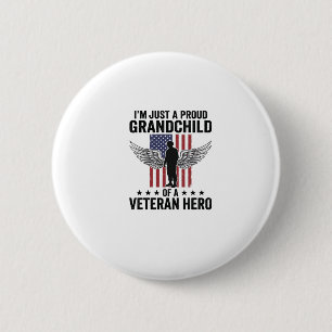Proud Grandchild of a Veteran Hero Patriotic Desig 6 Cm Round Badge
