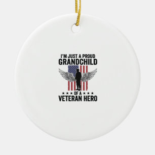 Proud Grandchild of a Veteran Hero Patriotic Desig Ceramic Tree Decoration