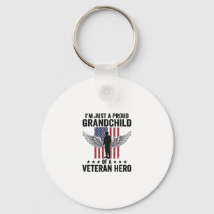 Proud Grandchild of a Veteran Hero Patriotic Desig Key Ring
