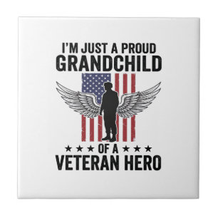 Proud Grandchild of a Veteran Hero Patriotic Desig Tile