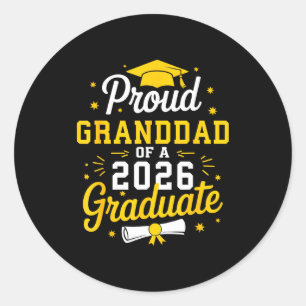 Proud Granddad 2026 Graduate Grad Classic Round Sticker