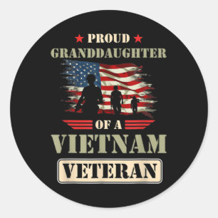 Proud Granddaughter Of A Vietnam Veteran Memorial Classic Round Sticker