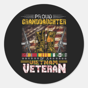 Proud Granddaughter Of A Vietnam Veteran Shirt _ V Classic Round Sticker