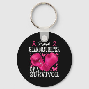 Proud Granddaughter Survivor Breast Cancer Boxing  Key Ring