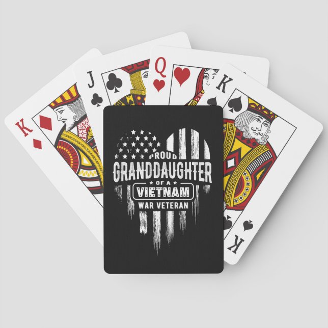 Proud Granddaughter Vietnam Vet Grandpa Veteran Playing Cards (Back)