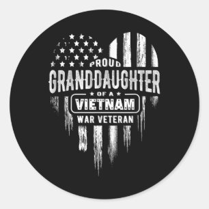 Proud Granddaughter Vietnam War Veteran Grandpa Gr Classic Round Sticker