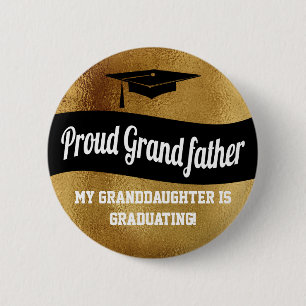 Proud Grandfather - Graduation Faux Gold 6 Cm Round Badge