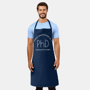 Proud Grandfather PhD Field of Study Blue White Apron