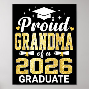 Proud Grandma 2026 Graduate Class Illustration Poster