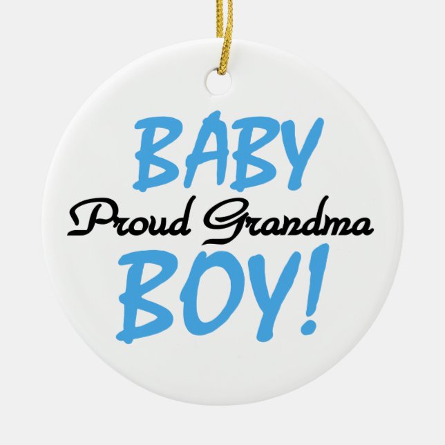 Proud Grandma Baby Boy Gifts Ceramic Tree Decoration (Front)