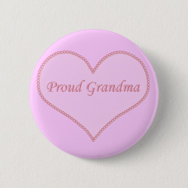Proud Grandma Button, Pink 6 Cm Round Badge (Front)