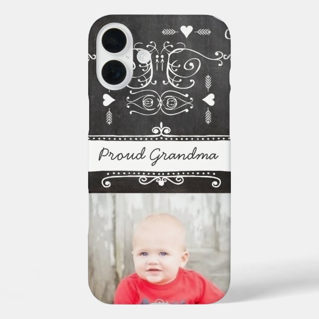 Proud Grandma Chalkboard Typography Art Case-Mate iPhone Case (Back)
