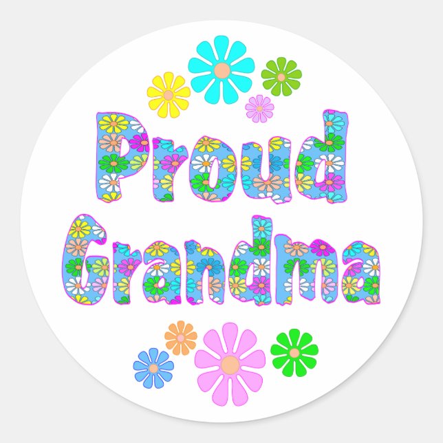 Proud Grandma Classic Round Sticker (Front)