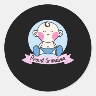 Proud Grandma Family Baby Birth Grandparents Classic Round Sticker