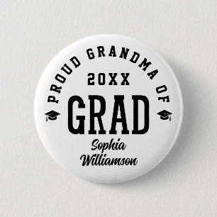 Proud Grandma Grad Varsity Typography Graduation 6 Cm Round Badge