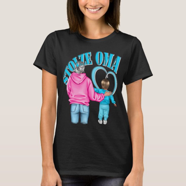 proud grandma granddaughter blonde hair heart T-sh T-Shirt (Front)