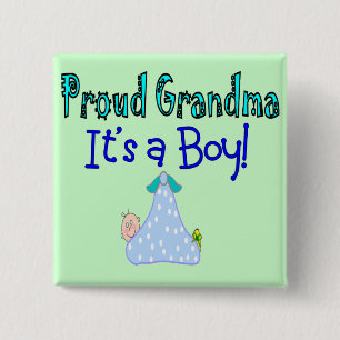 Proud Grandma, "It's a Boy!" Gifts 15 Cm Square Badge