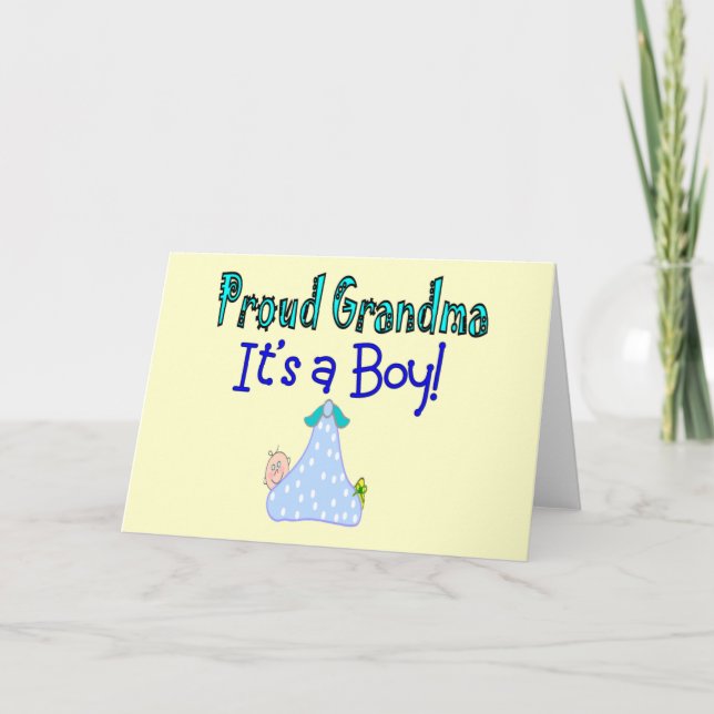 Proud Grandma, "It's a Boy!" Gifts Announcement (Front)