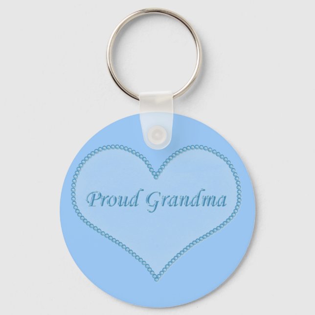 Proud Grandma Keychain, Blue Key Ring (Front)