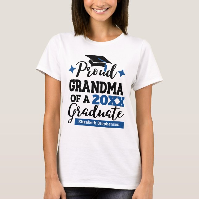 Proud Grandma of 2022 graduate black blue tassel T-Shirt (Front)