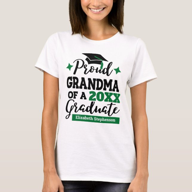 Proud Grandma of 2022 graduate black green tassel T-Shirt (Front)
