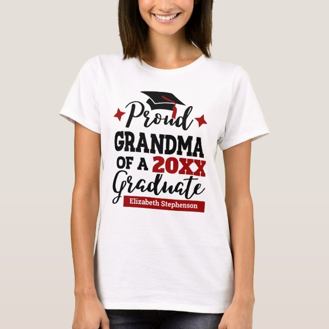 Proud Grandma of 2022 graduate black red tassel T-Shirt (Front)