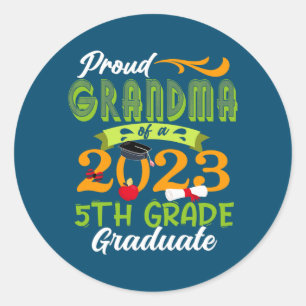 Proud Grandma Of 2023 5Th Grade Graduate Classic Round Sticker