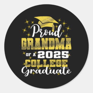 Proud Grandma Of 2025 College Graduate Family 24 G Classic Round Sticker