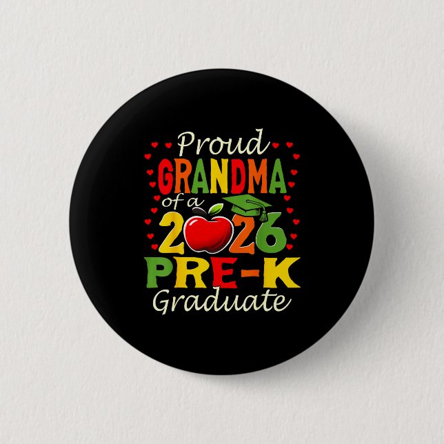 Proud grandma of 2026 pre-k graduate mothers day 6 cm round badge (Front)