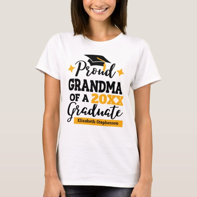 Proud Grandma of a 2022 graduate black gold tassel T-Shirt (Front)