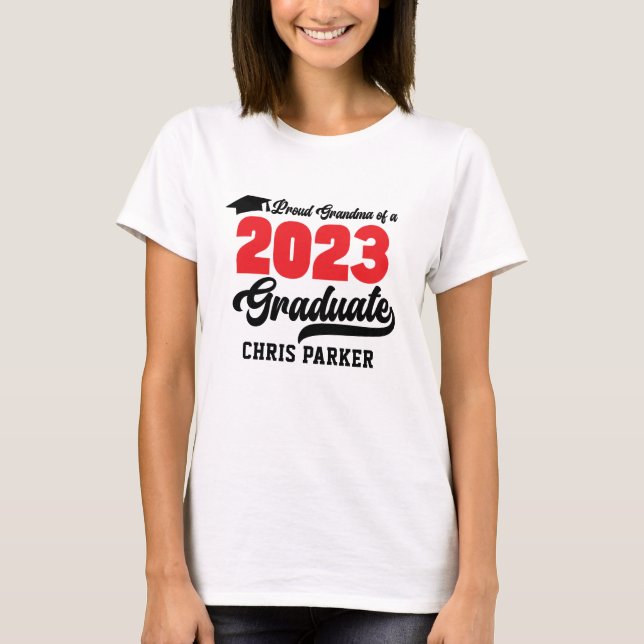 Proud Grandma of a 2023 Graduate Red Bold Script T-Shirt (Front)