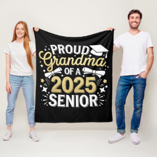 Proud Grandma Of A 2025 Graduate Graduation Golden Fleece Blanket