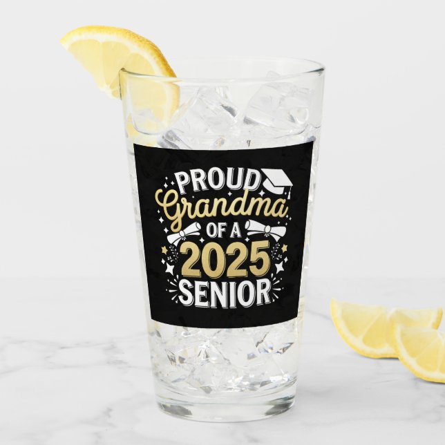 Proud Grandma Of A 2025 Graduate Graduation Golden Glass (Front Ice)