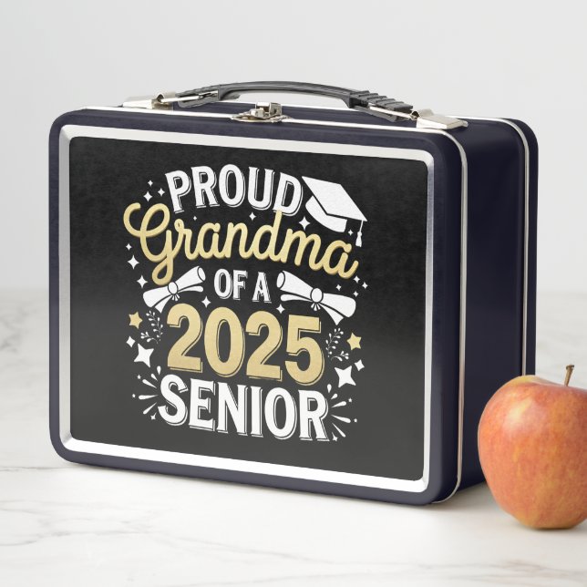 Proud Grandma Of A 2025 Graduate Graduation Golden Metal Lunch Box (In Situ)