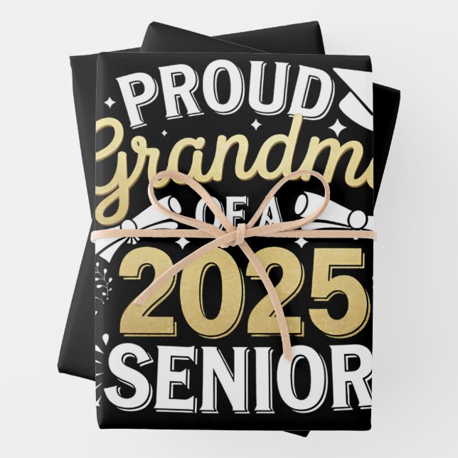 Proud Grandma Of A 2025 Graduate Graduation Golden Wrapping Paper Sheet (In situ)