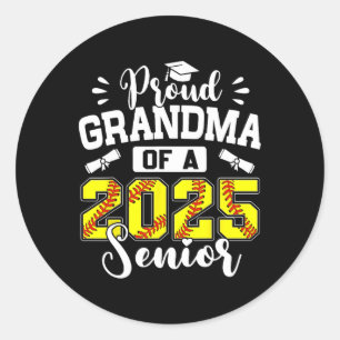 Proud Grandma Of A 2025 Senior Softll Graduation Classic Round Sticker
